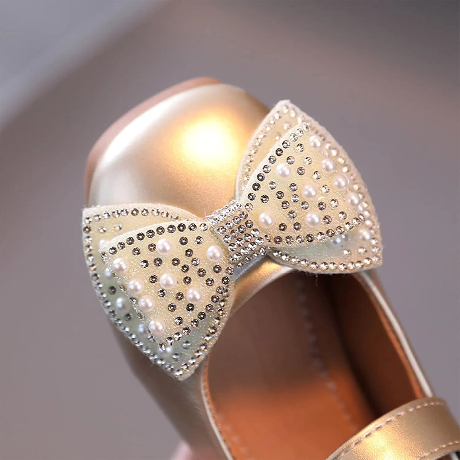 EnJoCho Baby Wedding Shoes Summer And Autumn Fashion Girls Casual Shoes Bow Pearls Flat Bottom Dress Shoes Hook Loop