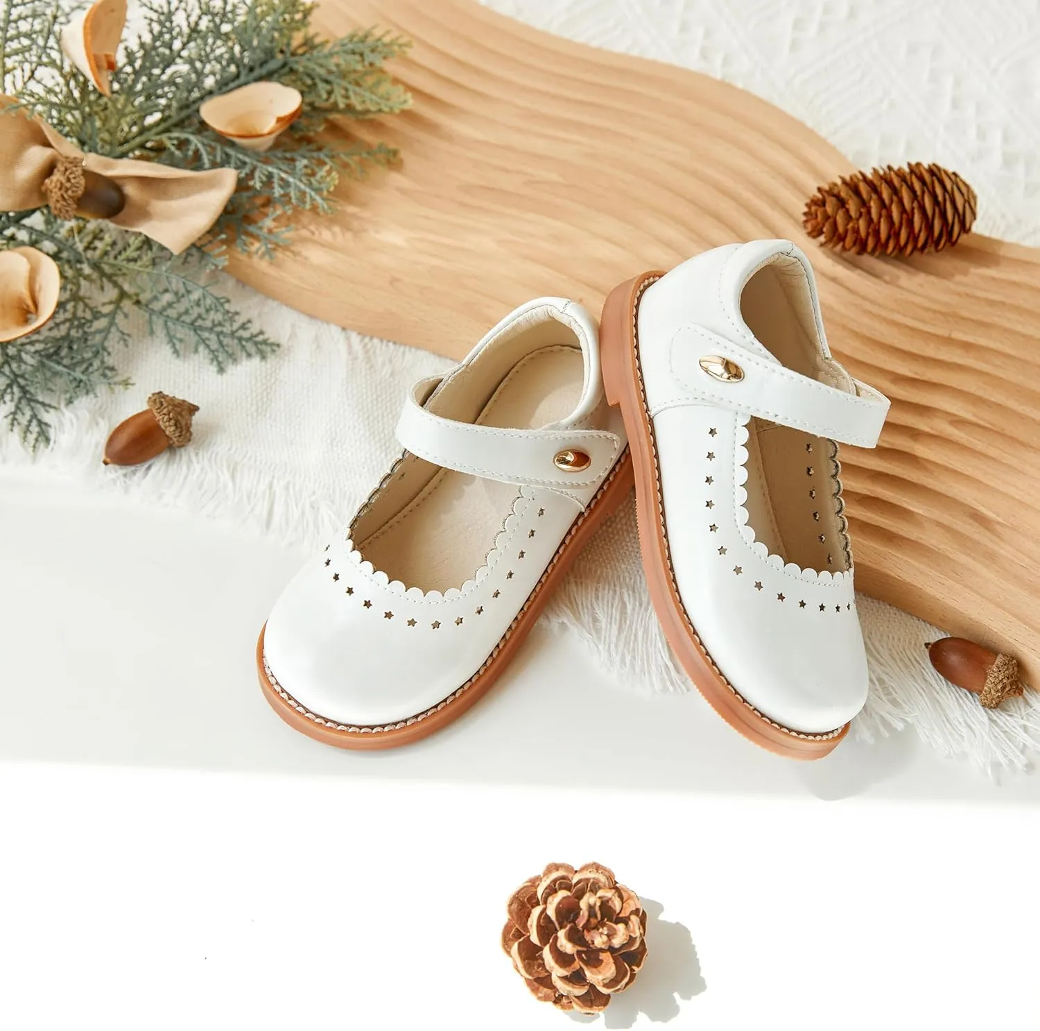 ESTINE Toddler Kids Bow School Uniform Oxford-Little Girls Flower Dress Party Shoes