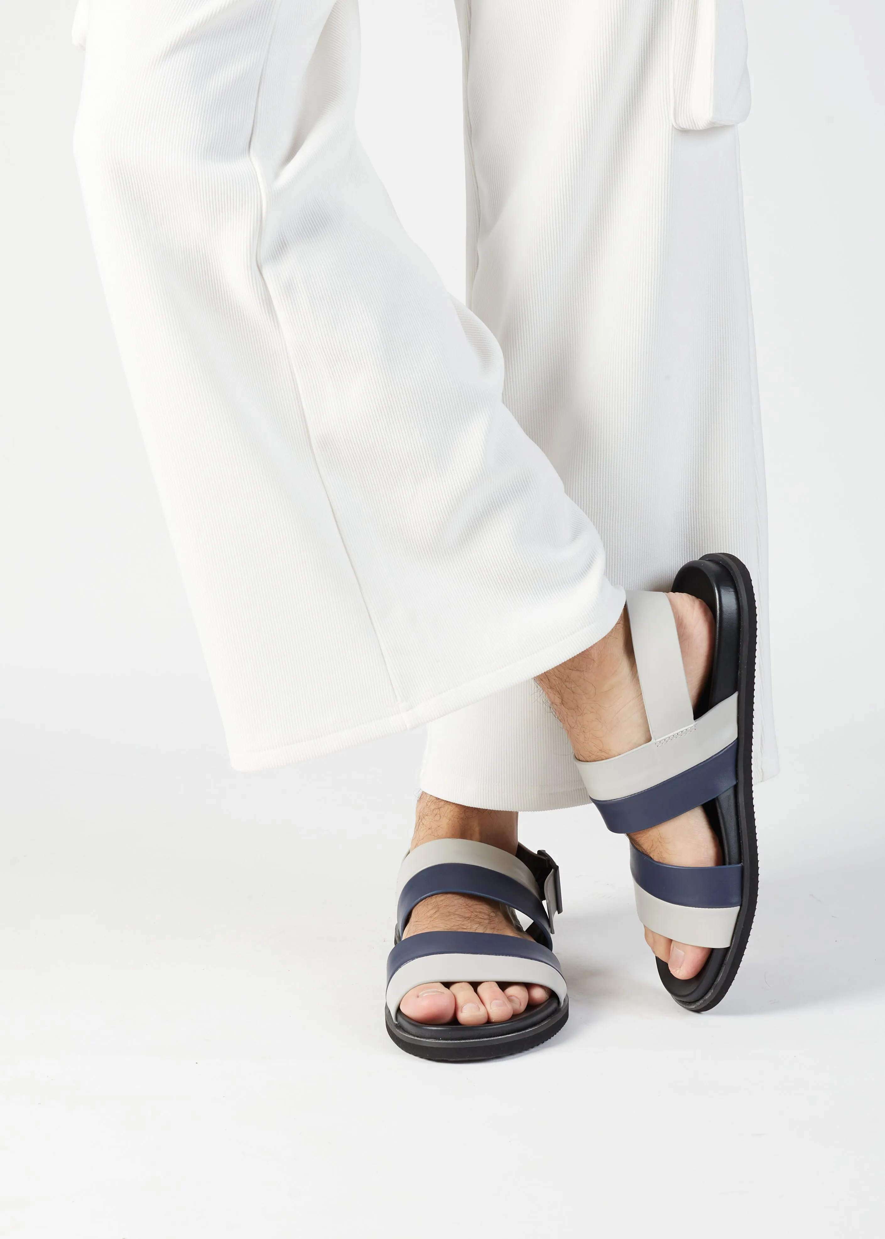 ETIENNE BACK SLING LEATHER SANDAL BLUE/GREY