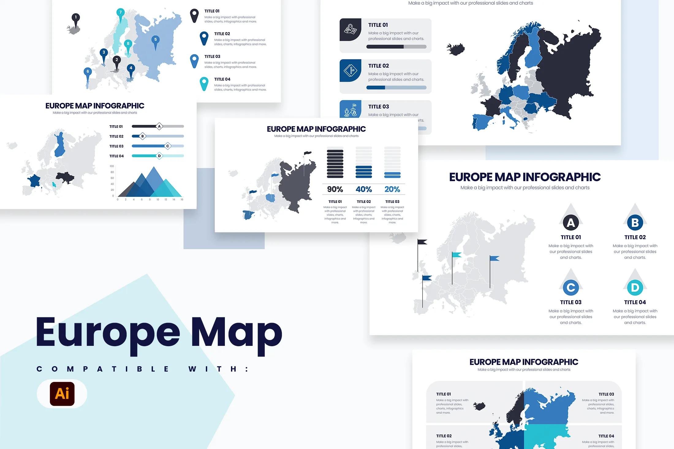 Europe Map Illustrator Infographic Template