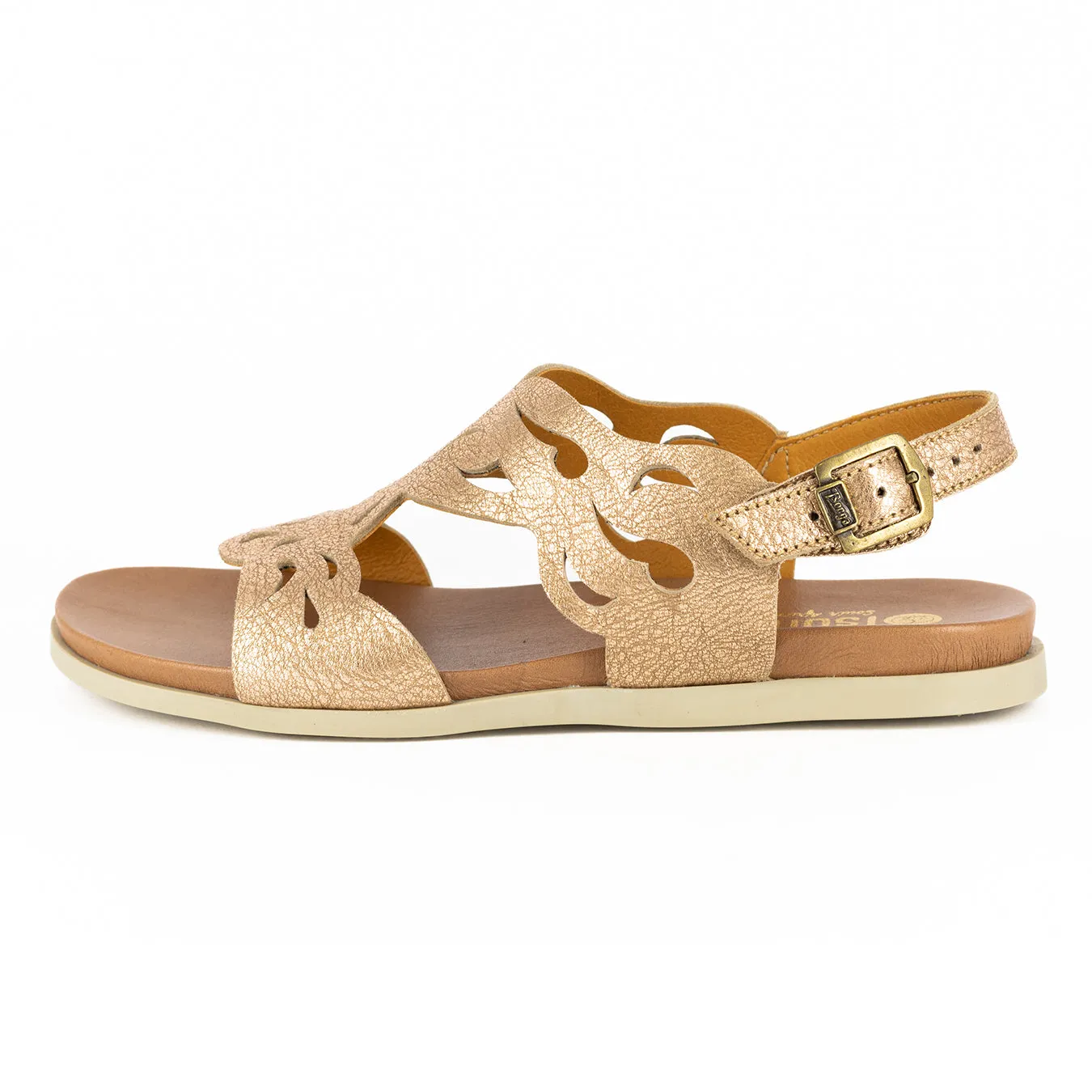 Faraji : Ladies Leather Sandal in Gold Metallic