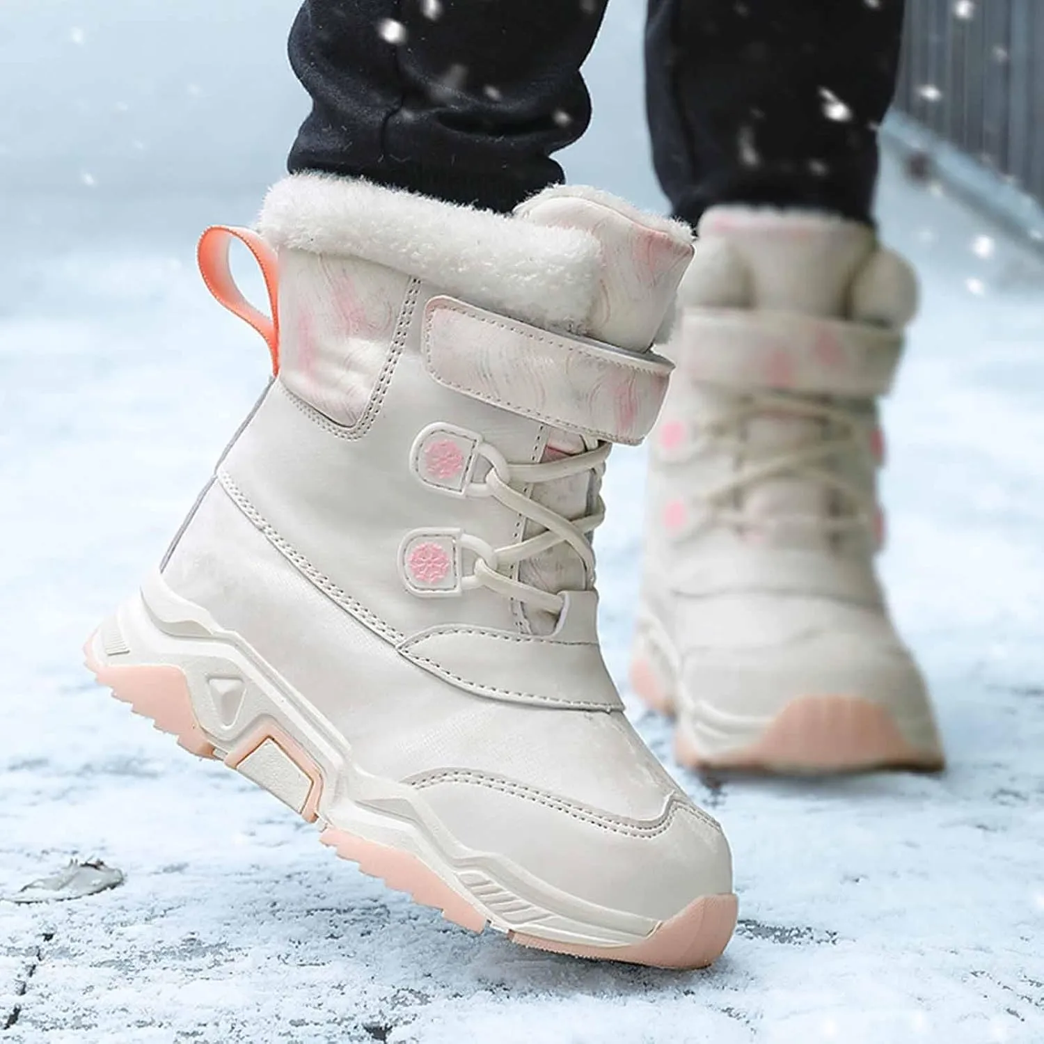 Fashion Big Kids Winter Water Proof Flat Keep Warm Snow Boots Comfortable Mid Boots Shoes Shoes Girls High Boots Size 6