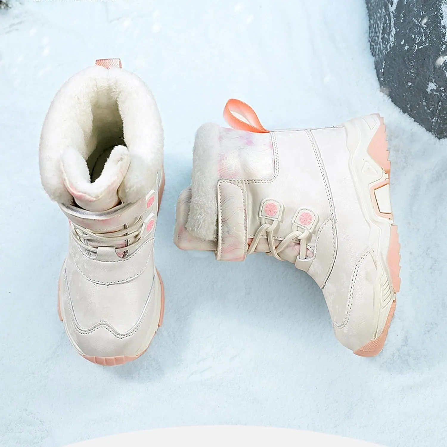 Fashion Big Kids Winter Water Proof Flat Keep Warm Snow Boots Comfortable Mid Boots Shoes Shoes Girls High Boots Size 6