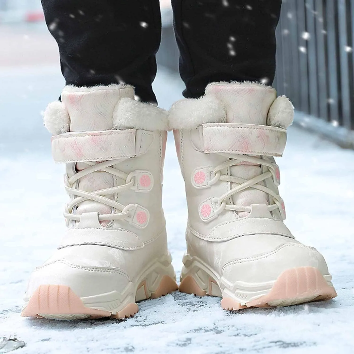 Fashion Big Kids Winter Water Proof Flat Keep Warm Snow Boots Comfortable Mid Boots Shoes Shoes Girls Kids Rubber Boots