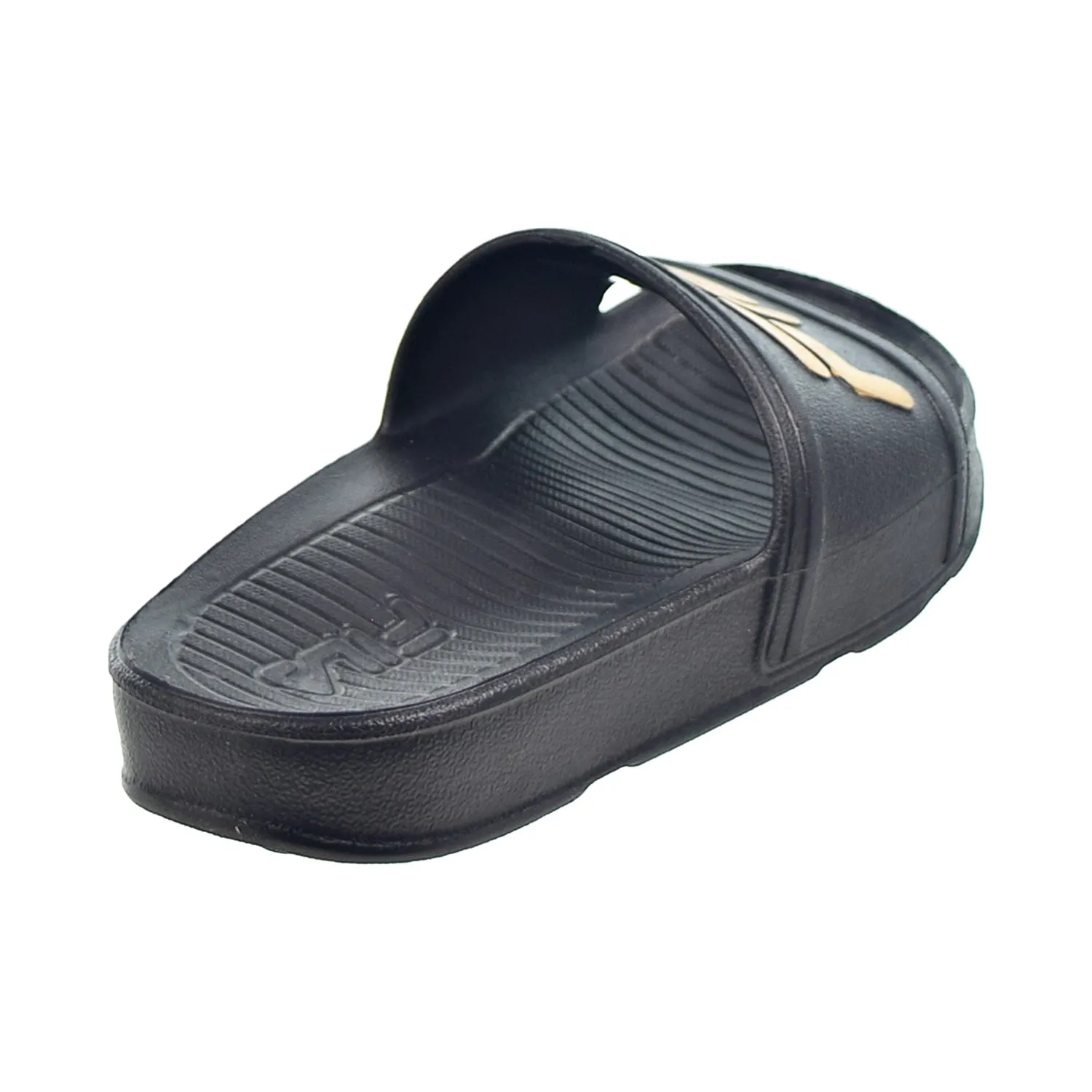 Fila Sleek LT Kids' Slide Sandals Black-Metallic Gold