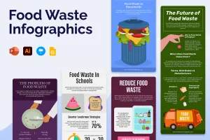 Food Waste Vertical Infographics Templates
