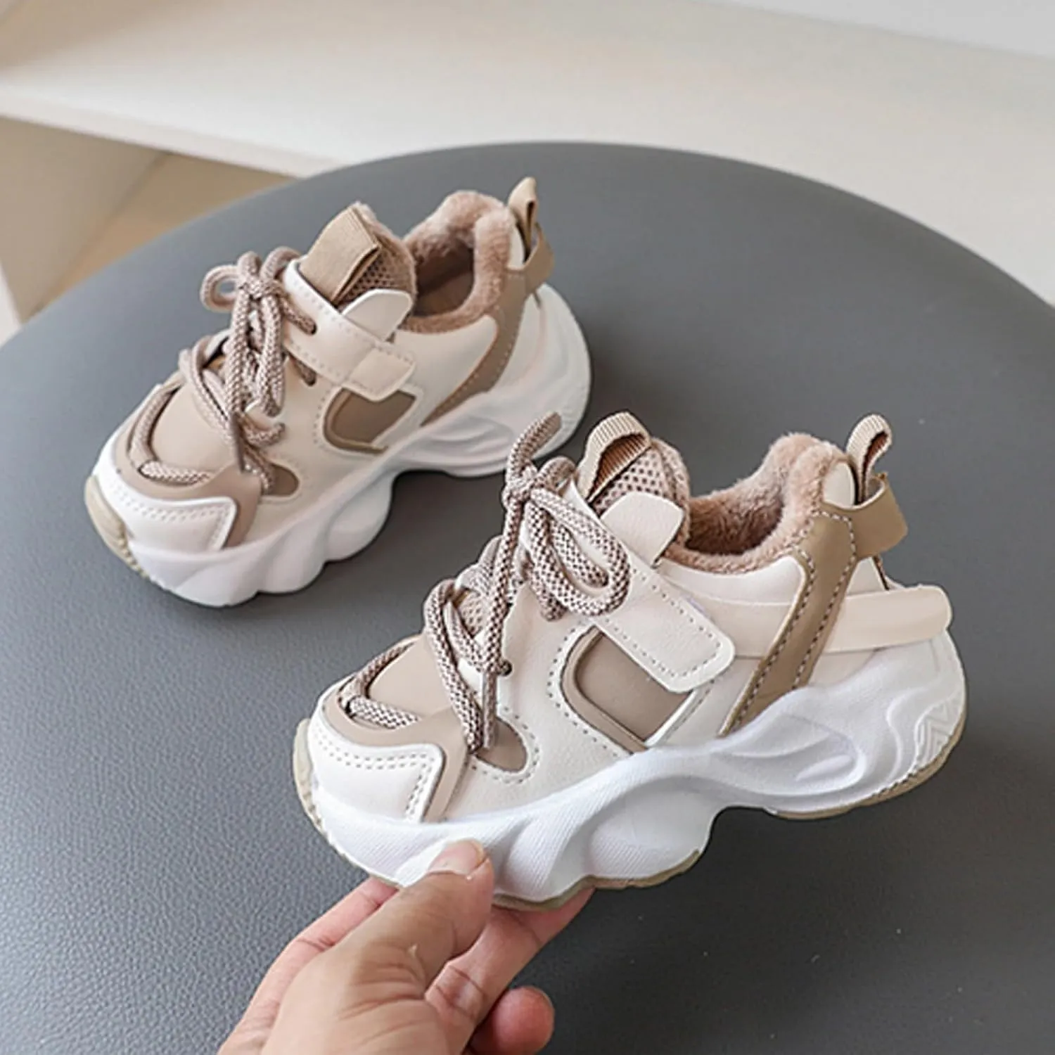 Fr Lined Winter Chunky Sneakers for Girls Kids Fashion Warm Cozy Fleece Lined Comfortable Girls Sneaker Shoes Size 12