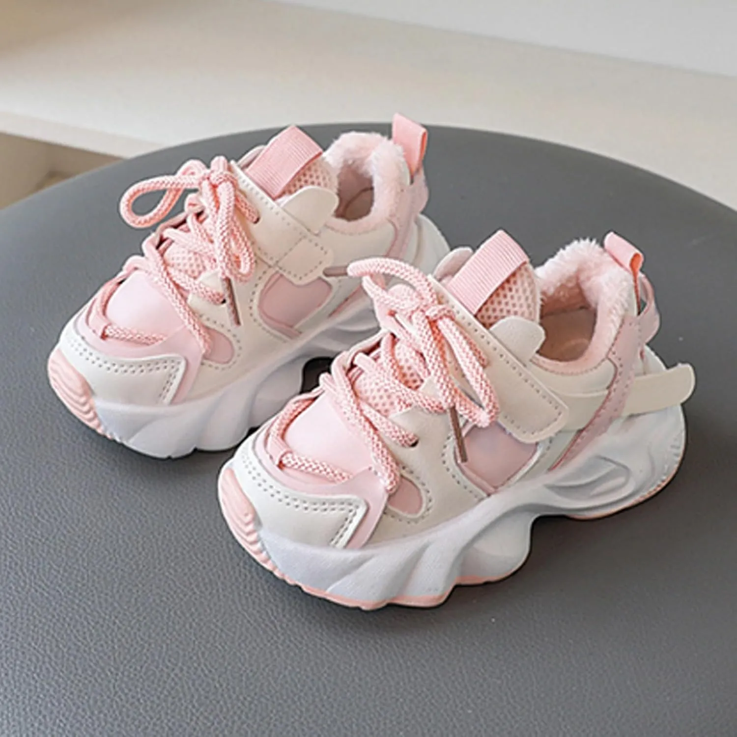 Fr Lined Winter Chunky Sneakers for Girls Kids Fashion Warm Cozy Fleece Lined Comfortable Girls Sneaker Shoes Size 12