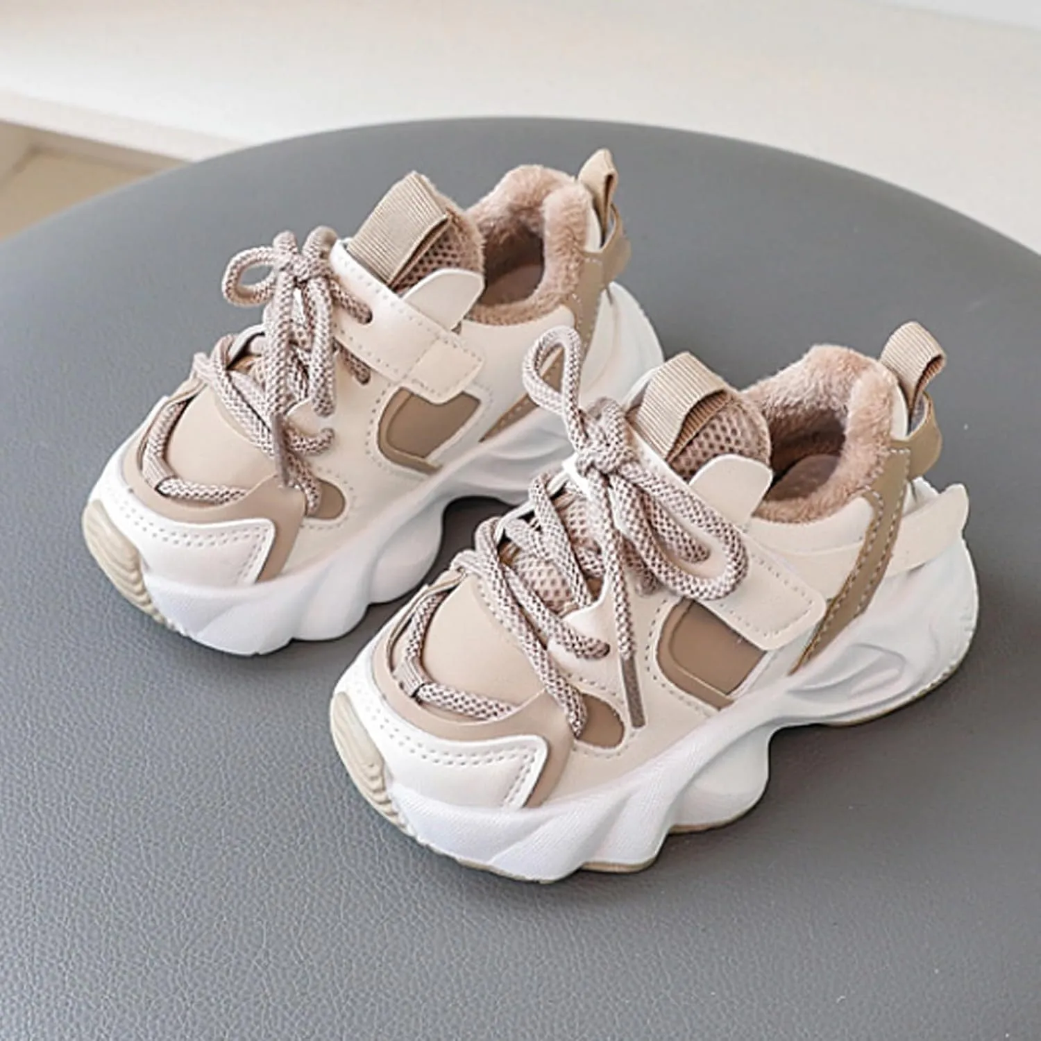 Fr Lined Winter Chunky Sneakers for Girls Kids Fashion Warm Cozy Fleece Lined Comfortable Girls Sneaker Shoes Size 12