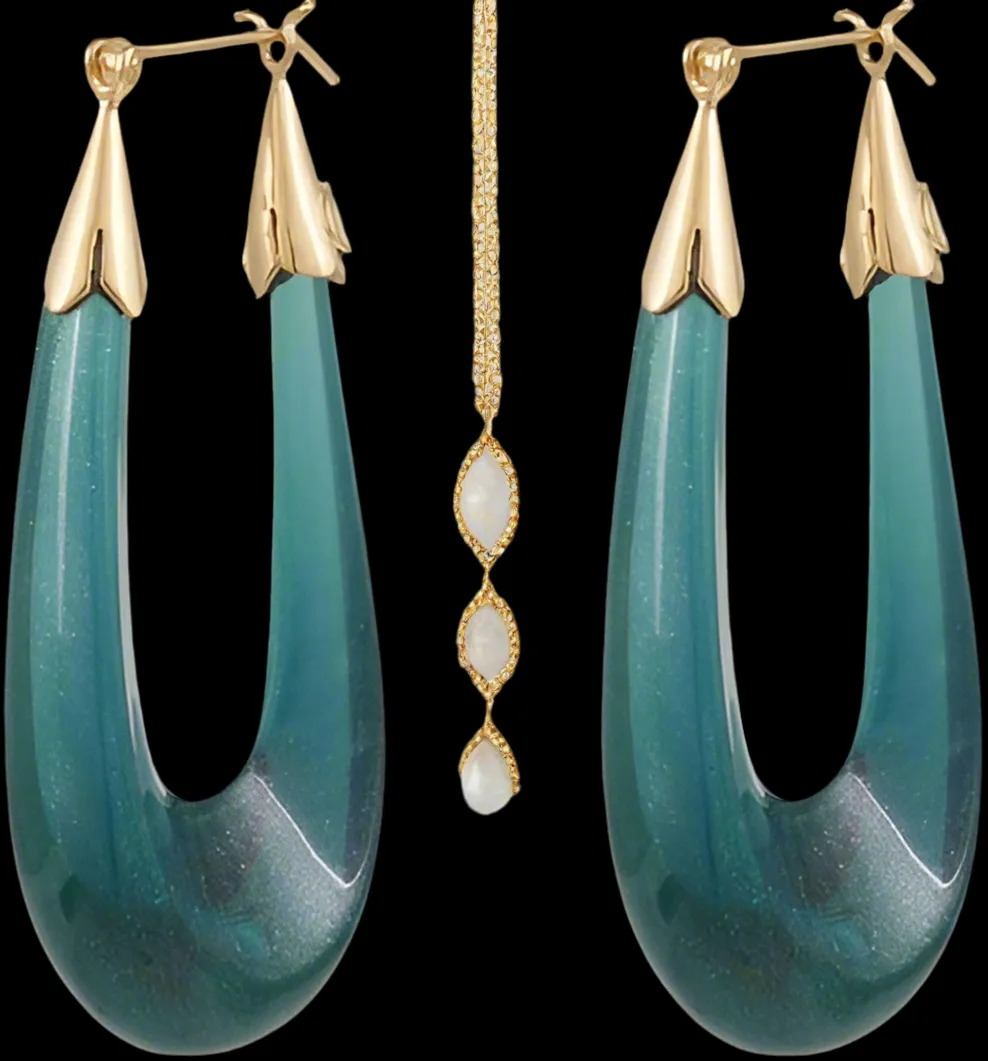 Gas Bijoux Blue Ecume Collection Hoop Earrings