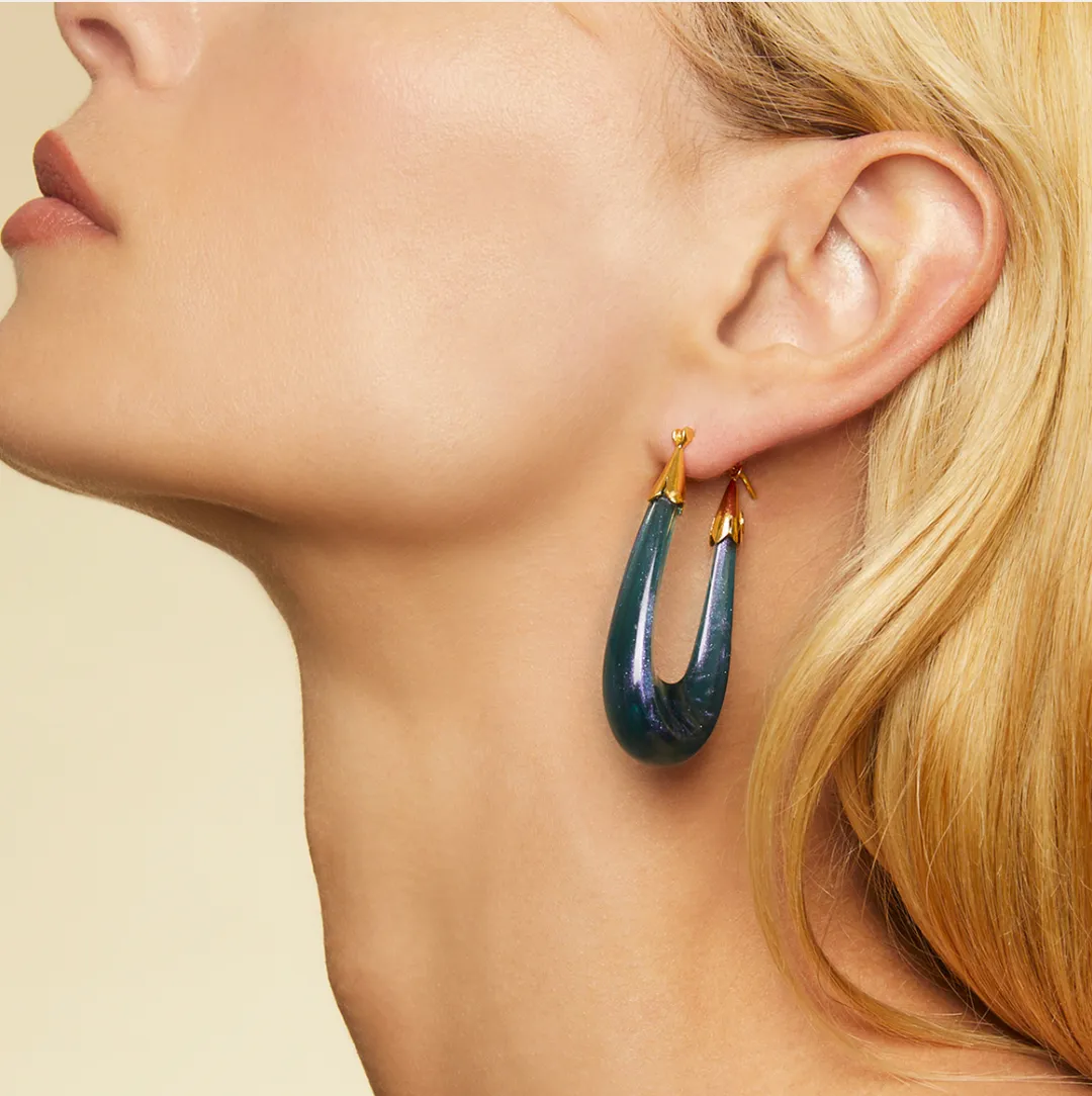 Gas Bijoux Blue Ecume Collection Hoop Earrings