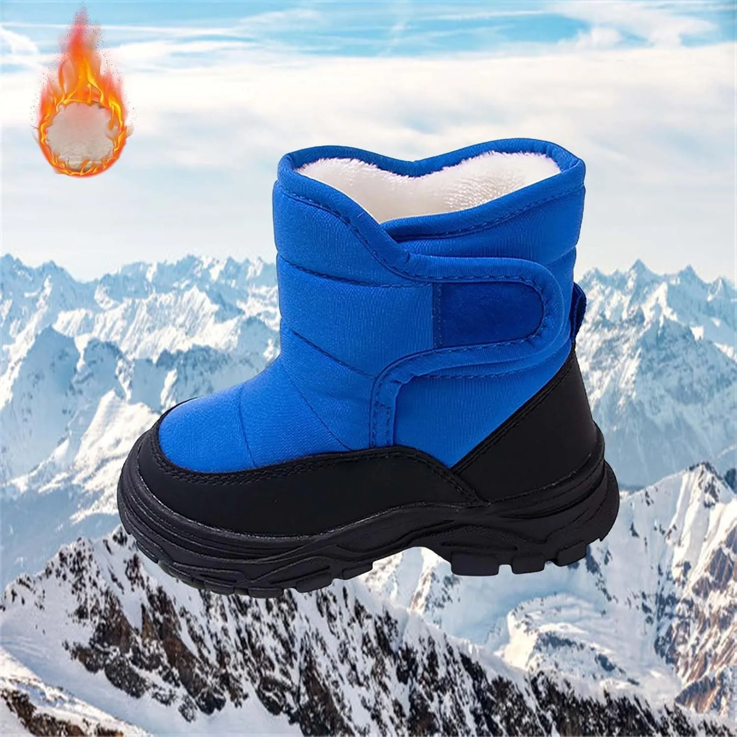 Girls Boys Fleece Lined Snow Ankle Booties Baby Water Proof Breathable Ski Shoes Kids Winter Warm Low Cut Boots