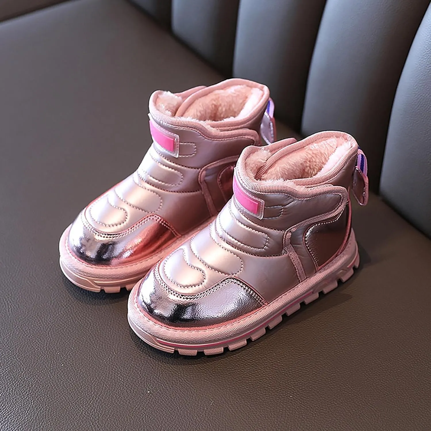 Girls Boys Snow Ankle Booties Kids Winter Comfortable Fleece Lined Ski Shoes Baby Water Proof Knee High Boots
