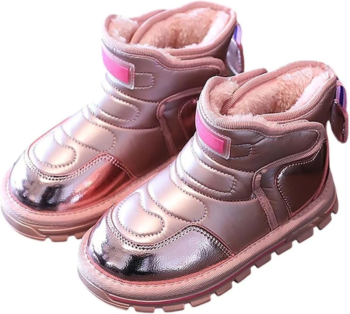 Girls Boys Snow Ankle Booties Kids Winter Comfortable Fleece Lined Ski Shoes Baby Water Proof Knee High Boots
