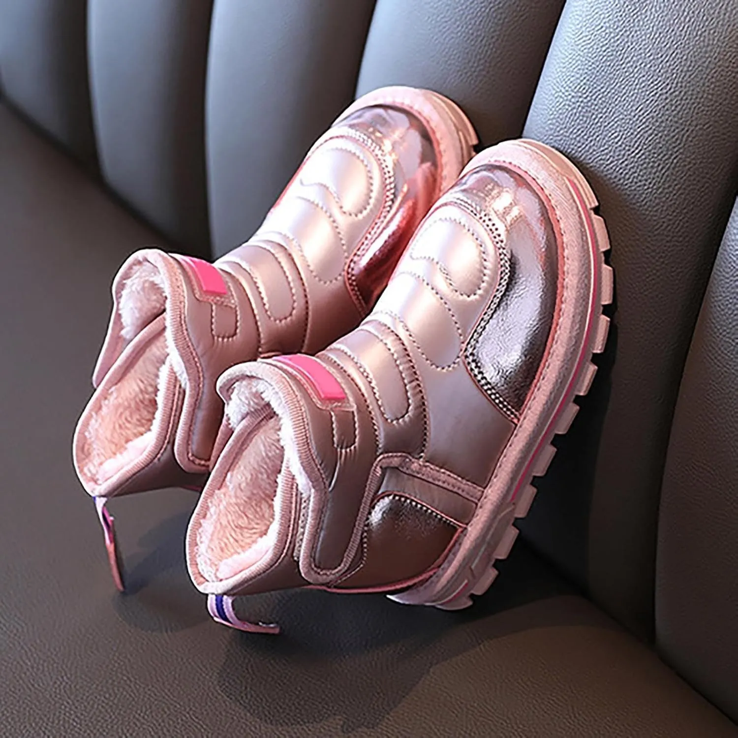 Girls Boys Snow Ankle Booties Kids Winter Comfortable Fleece Lined Ski Shoes Baby Water Proof Knee High Boots