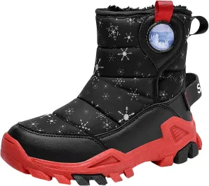 Girls Boys Winter Snow Boots Big Kids Outdoor Comfortable Non Slip Ski Shoes Furry Padded Warm Mid Calf Booties