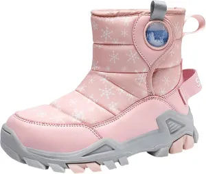 Girls Boys Winter Snow Boots Big Kids Outdoor Comfortable Non Slip Ski Shoes Furry Padded Warm Mid Calf Booties