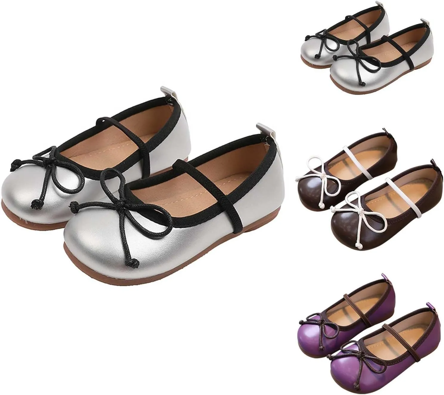 Girls Dress Shoes Flower Toddler Kids Mary Jane Ballet Flats Bow Wedding Party Communio Shoes for Toddler Girls