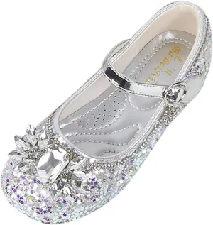 Girls Dress Shoes Glitter Princess Shoe Flower Mary Jane Low Heels Party Wedding Prom Footwear for Toddler Kids