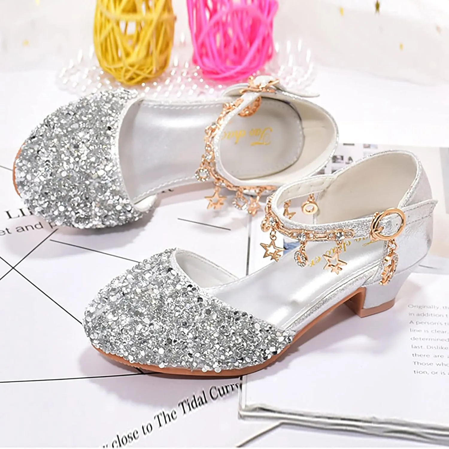 Girls Heels Dress Shoes Flower Girl Closed Toe Heels Ankle Strap Wedding Party School Toddler Big Kid Pump Shoes