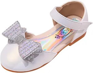 Girls Kids Bow Pearl Sequins Sandals Cap Toe Ankle Strap Wedding Birthday Shoes Baby Girl Summer ow Heel Shoes