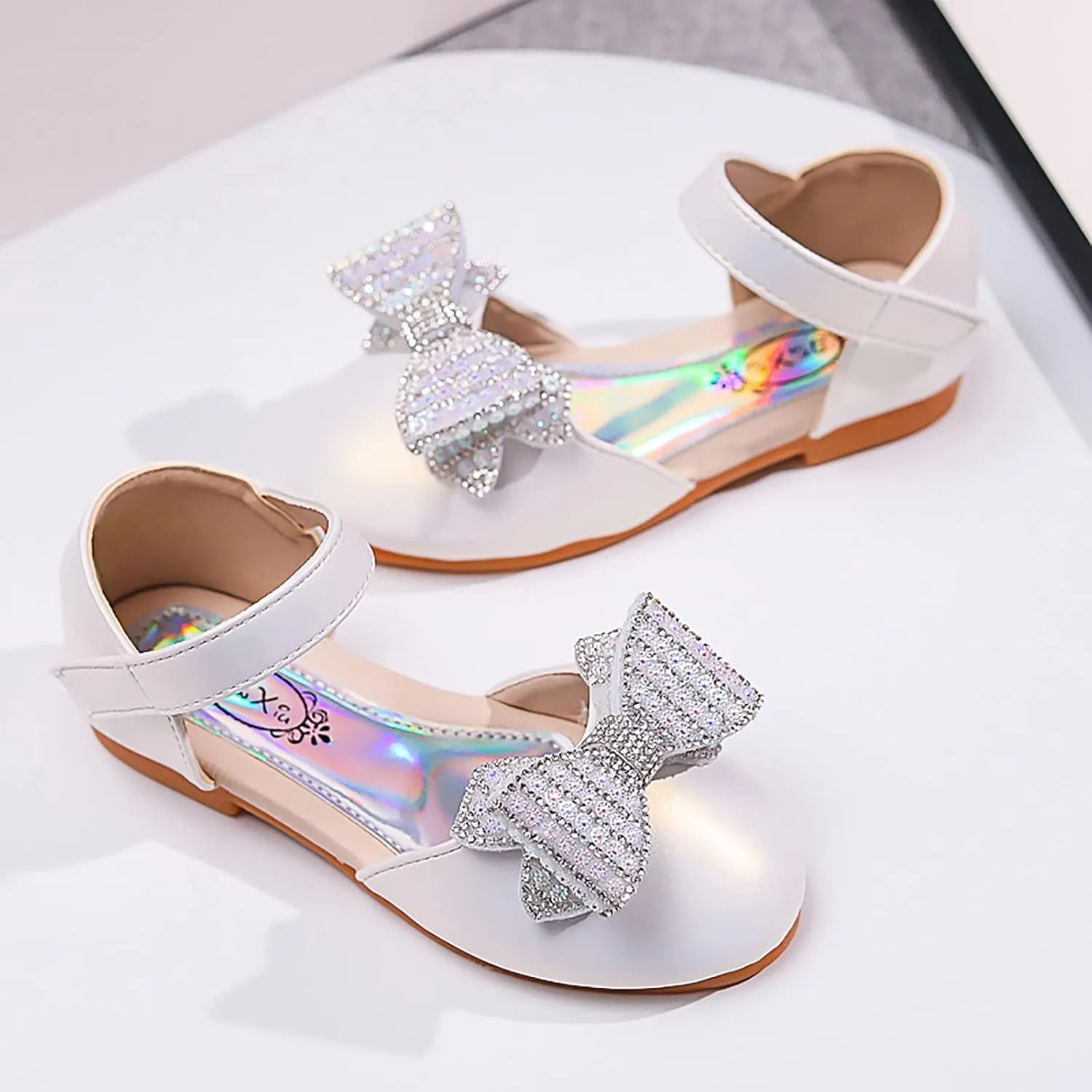 Girls Kids Bow Pearl Sequins Sandals Cap Toe Ankle Strap Wedding Birthday Shoes Baby Girl Summer ow Heel Shoes