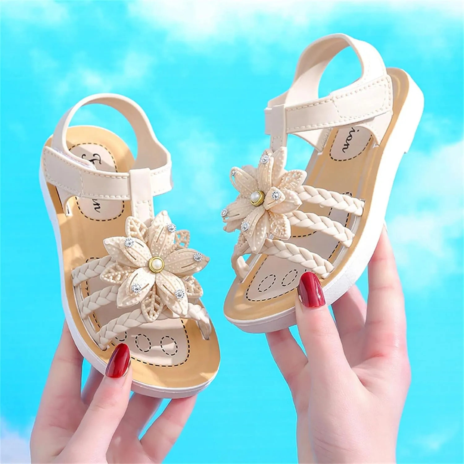 Girls Kids ink Rubber Sandals Soft Flat Flower Summer Shoes Strap Non Slip Shower Water Sandals Childrens Fashion