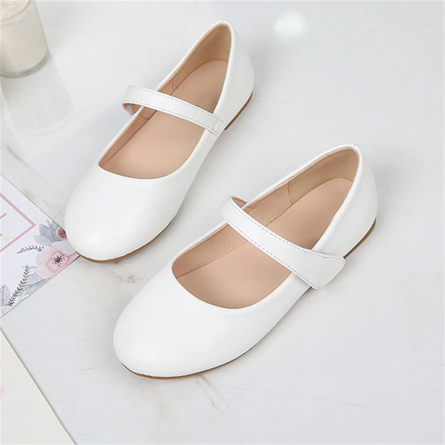 Girls Kids Leather Princess Sandals Closed Toe Ankle Flat Mary Jane Shoes Fancy Wedding Strap Soft Sandals Non Slip