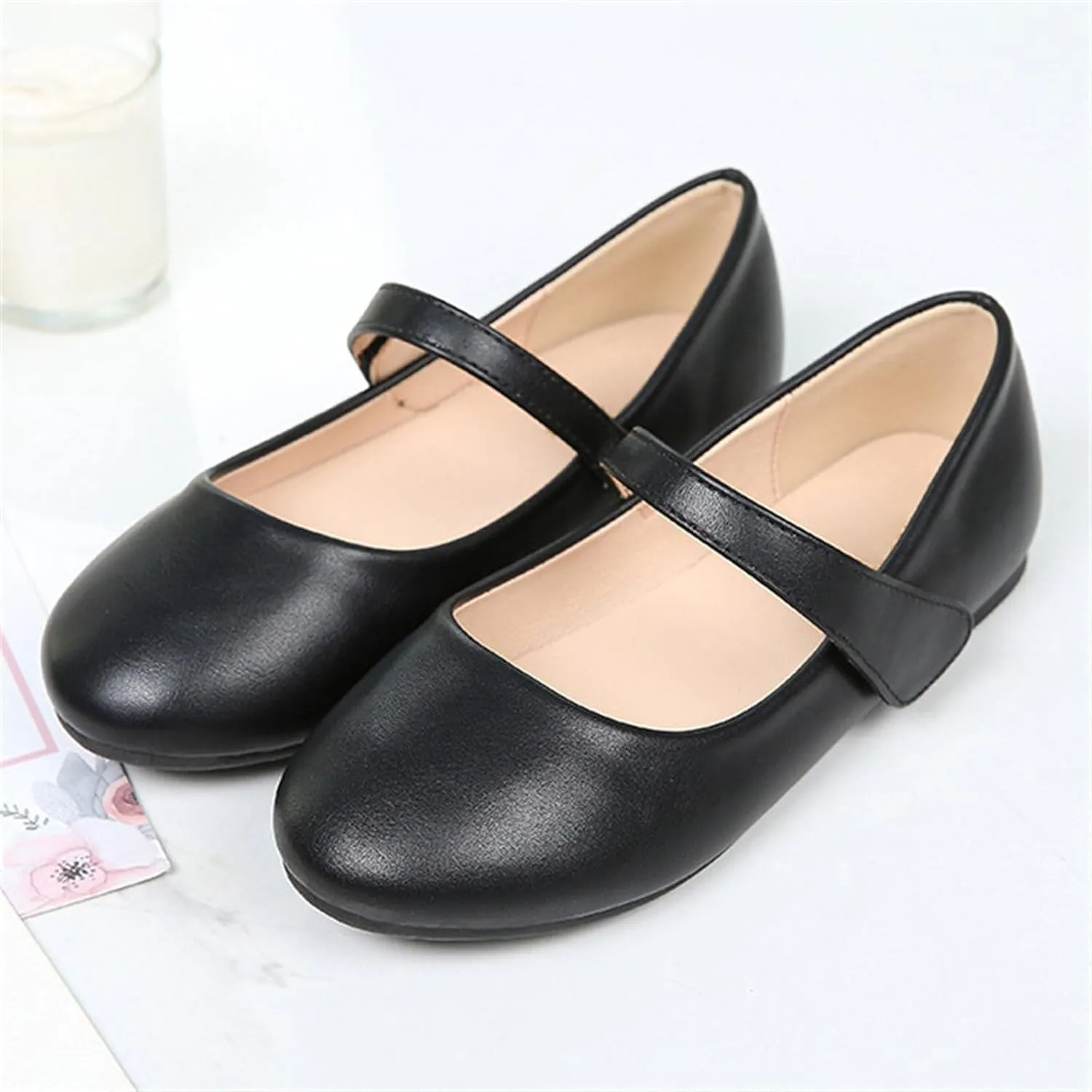 Girls Kids Leather Princess Sandals Closed Toe Ankle Flat Mary Jane Shoes Fancy Wedding Strap Soft Sandals Non Slip