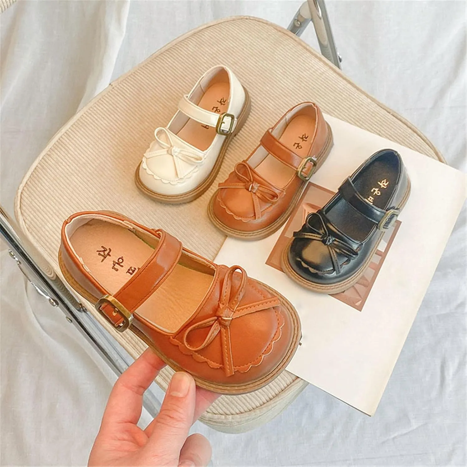 Girls Kids Mary Jane Shoes ow Heels Closed Toe Ankle Sandals Childrens Girl Breathable Non Slip Soft Dress Dance Shoes