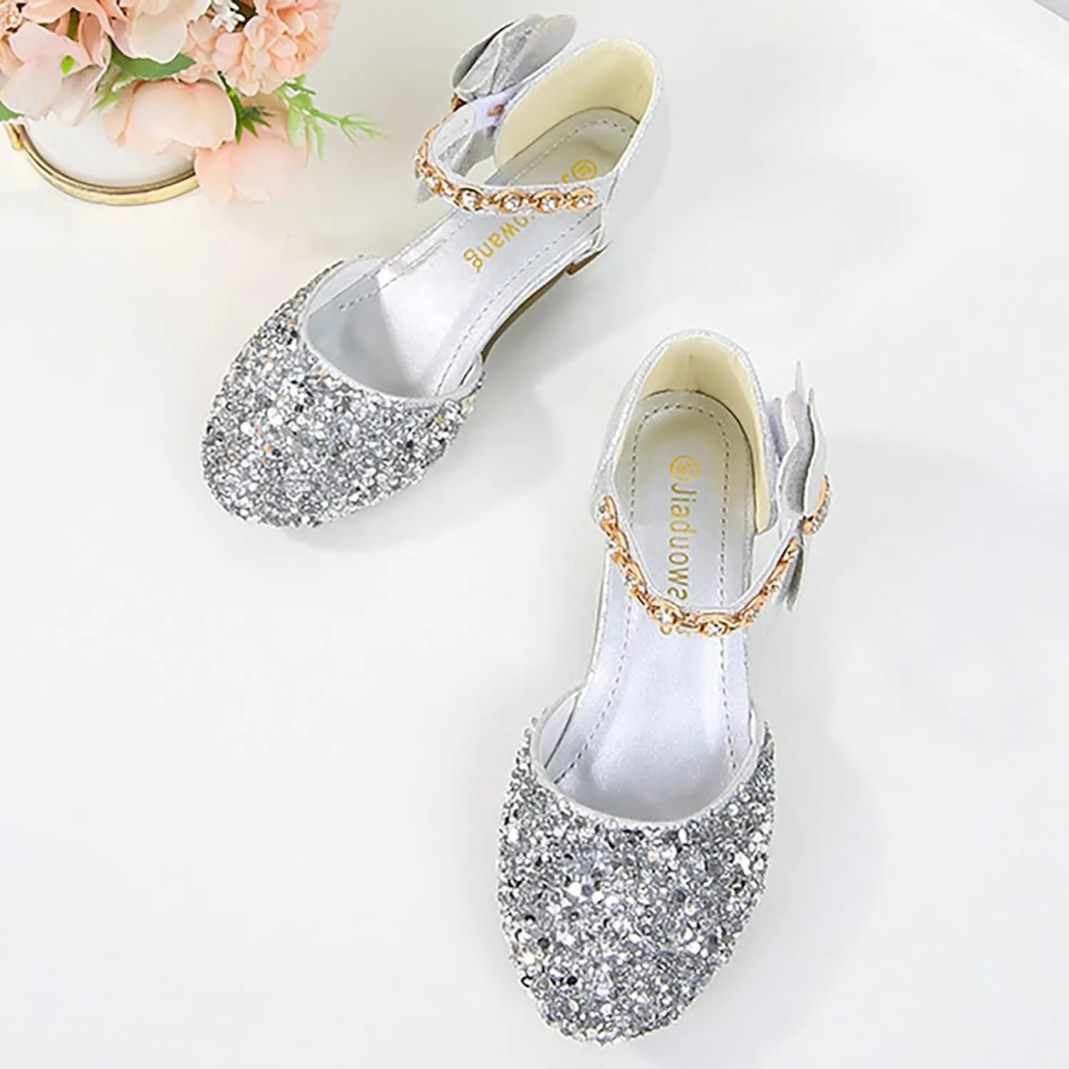 Girls Low Heeled Shoe Dress Shoes Rhinestone Bows Low Heel Princess Flower Wedding Party baby clothes bundles for girls