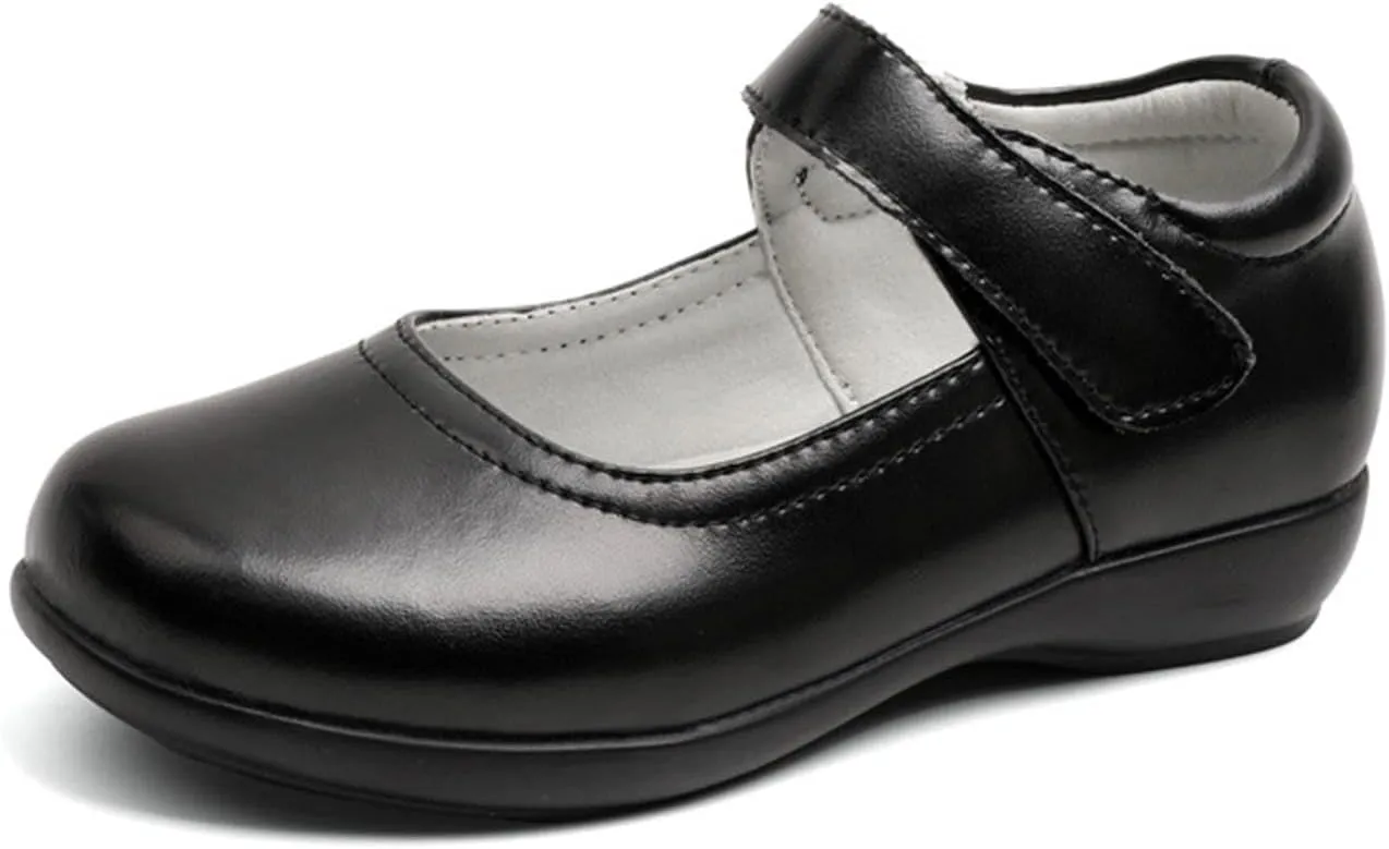 Girl's Mary Jane School niform Shoes Leather Ballet Flat Strap Dress Shoes for House Slippers for Big Kids