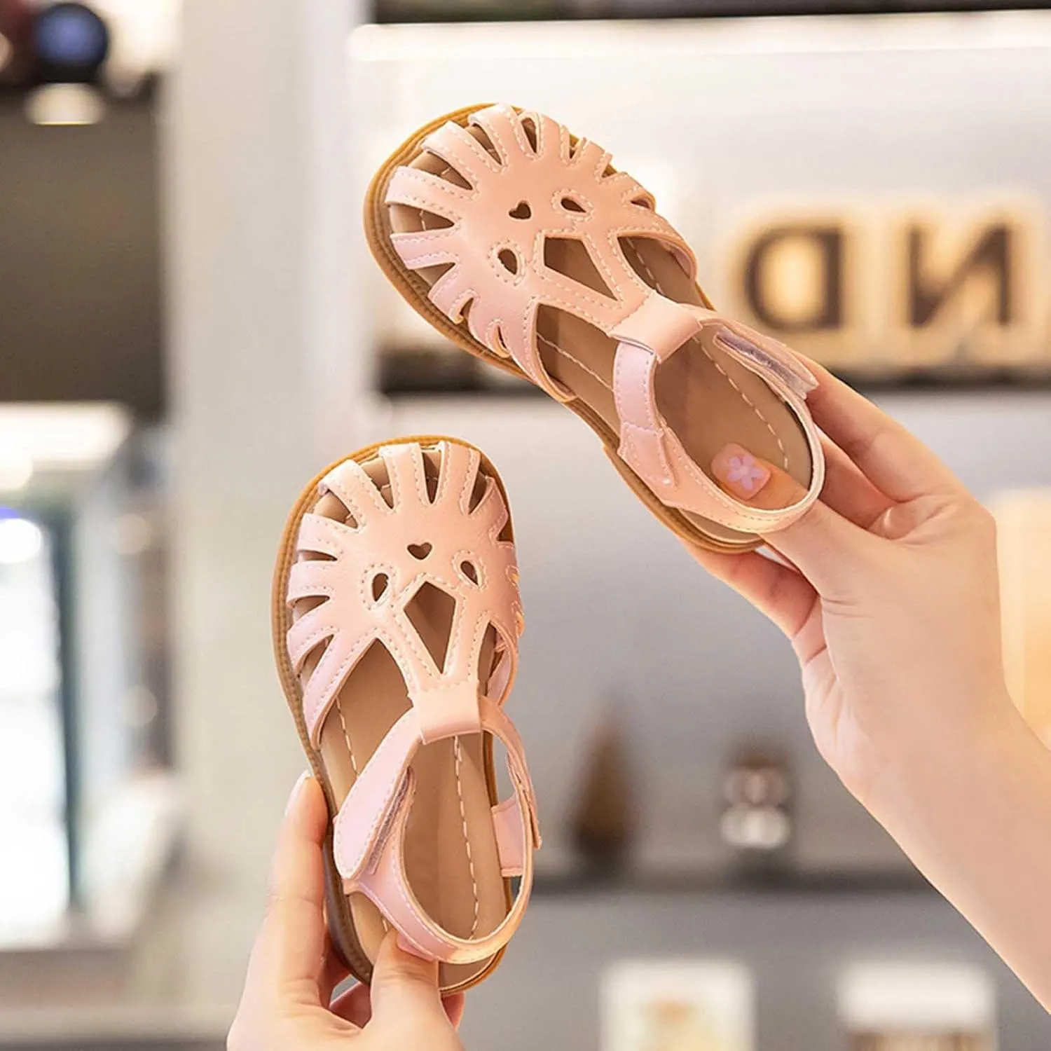Girls Sandals Open Toe Girls' Shoes Bao Toe Sandals Summer Little Big Kids Soft Soled Non Slip Children's Shoes