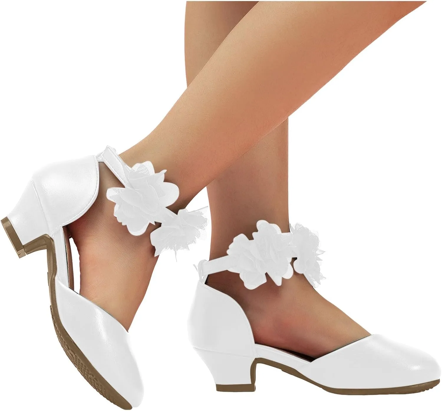 Girls Sandals Open Toe Girls Silk Flower Princess Shoes Little Girl Closed Toe Hollow High Heels Children Dance Performance Dress Shoes