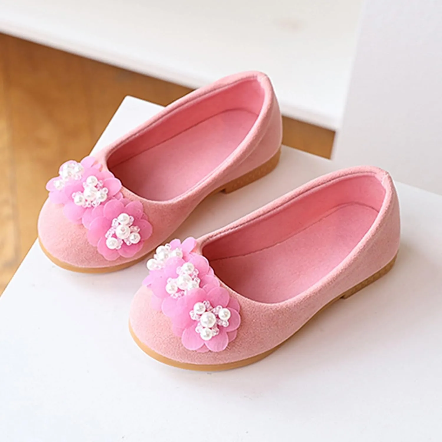 Girls Sandals Party Shoes Girls Baby Shoes Pearl Flower Sandals Dancing Infant Pearl Bling Single Kids