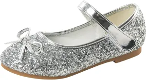 Girls Wedding Party Low Heel Flats Rhinestones Bow Ballet Glitter Mary Jane Shoes Shining Ankle Strap Flower Shoes
