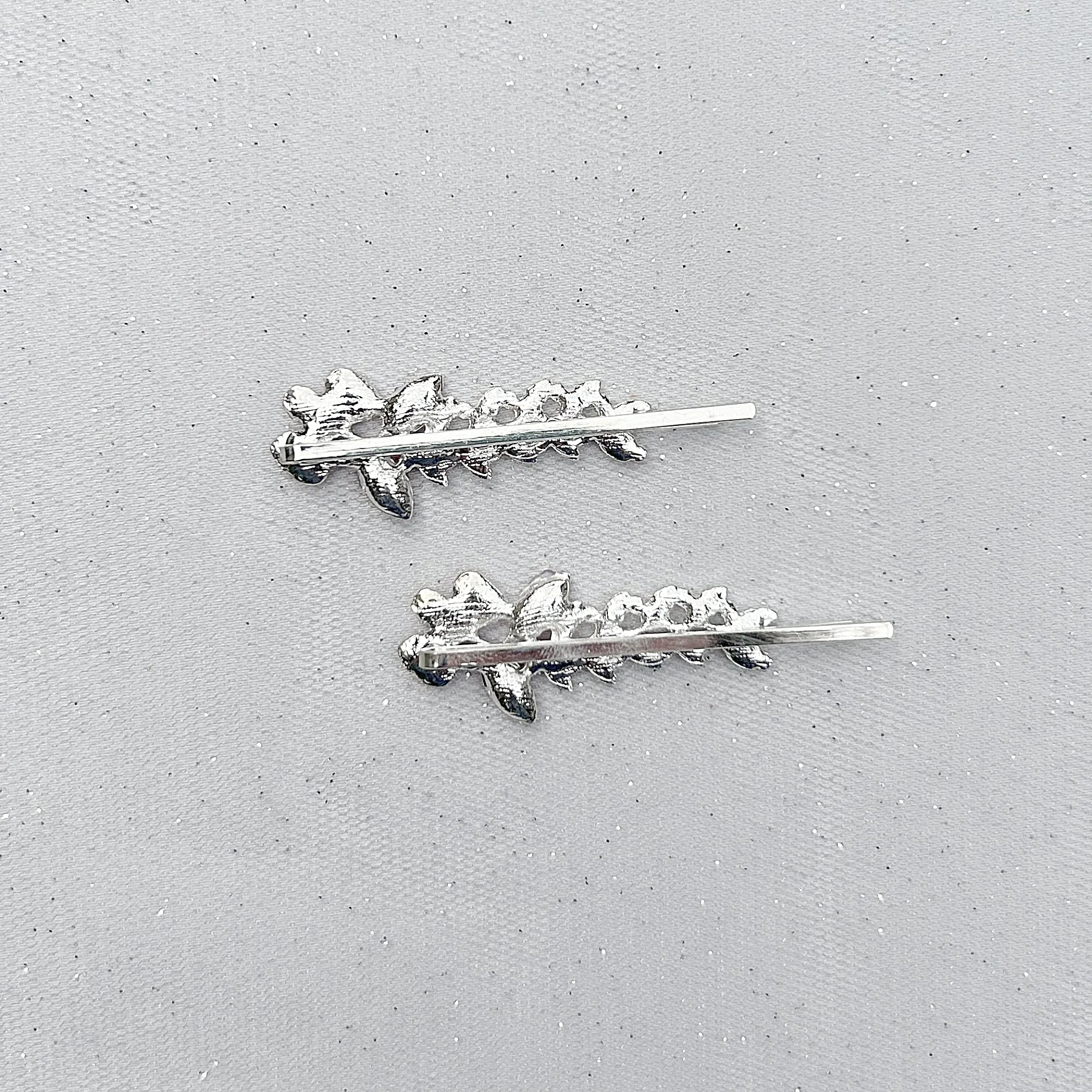 Green Hair Slides Green Hair Clips Sparkly Hair Grips Floral Set of 2