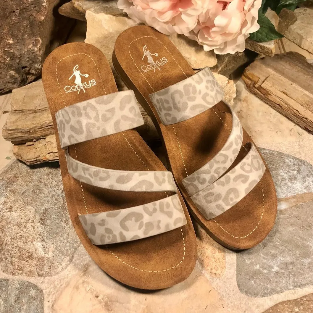 Grey LYDIA Leopard Slide/Sandal