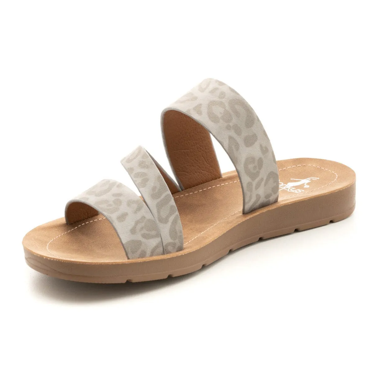 Grey LYDIA Leopard Slide/Sandal