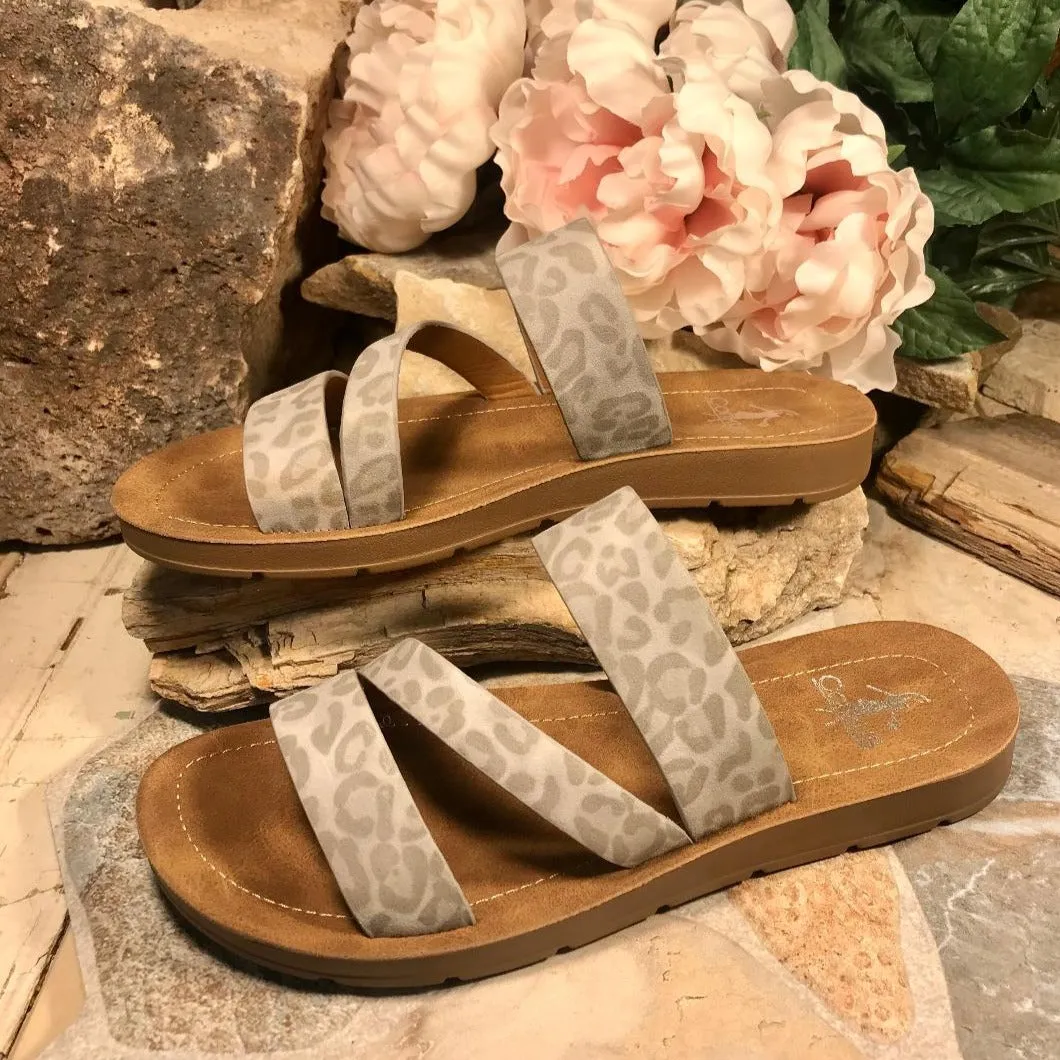 Grey LYDIA Leopard Slide/Sandal