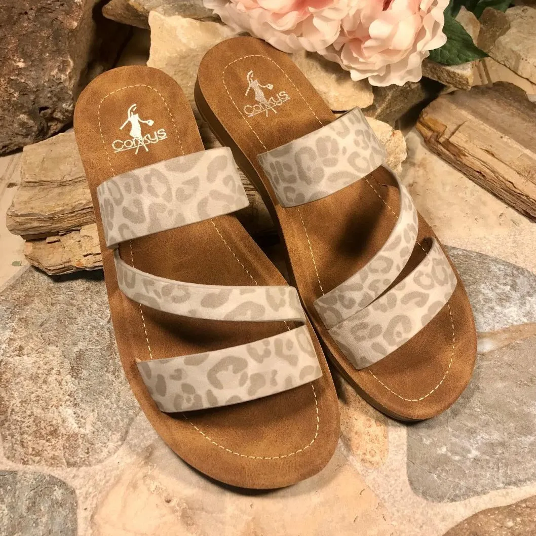 Grey LYDIA Leopard Slide/Sandal