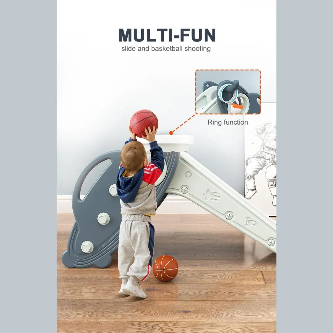 HDPE High Quality Stable Playground Slide   Basketball Frame 127×57×36cm