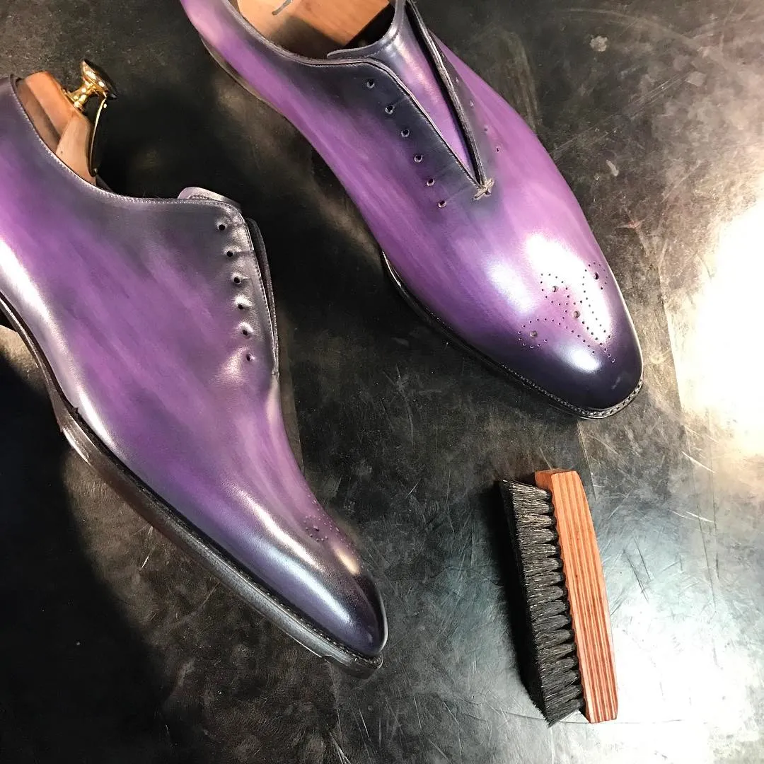 Height Increasing Purple Leather Lucena Oxfords - Formal Shoes