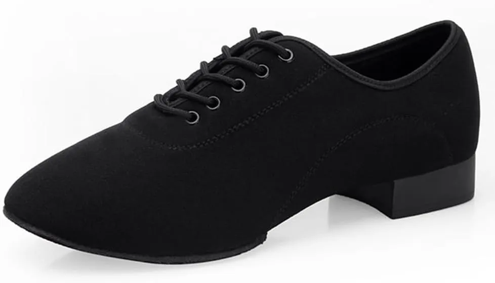 HIPPOSEUS Men's Lace up Ballroom Dance Shoes Split Sole Latin Salsa Dancing Character Shoes Low Heel,Model KCBD