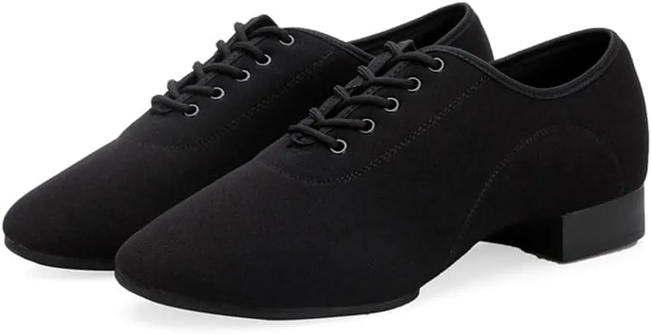 HIPPOSEUS Men's Lace up Ballroom Dance Shoes Split Sole Latin Salsa Dancing Character Shoes Low Heel,Model KCBD