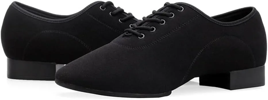 HIPPOSEUS Men's Lace up Ballroom Dance Shoes Split Sole Latin Salsa Dancing Character Shoes Low Heel,Model KCBD