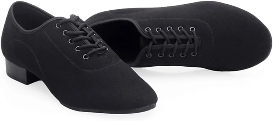 HIPPOSEUS Men's Lace up Ballroom Dance Shoes Split Sole Latin Salsa Dancing Character Shoes Low Heel,Model KCBD
