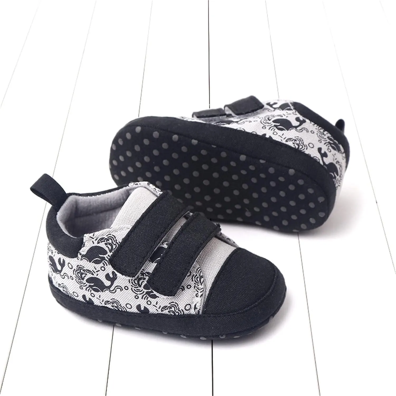 Infant Toddler Canvas Prewalker Lightweight Flat Bottom Walking Shoes Boys Girls Double Strap Sports Sneakers