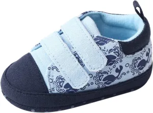 Infant Toddler Canvas Prewalker Lightweight Flat Bottom Walking Shoes Boys Girls Double Strap Sports Sneakers