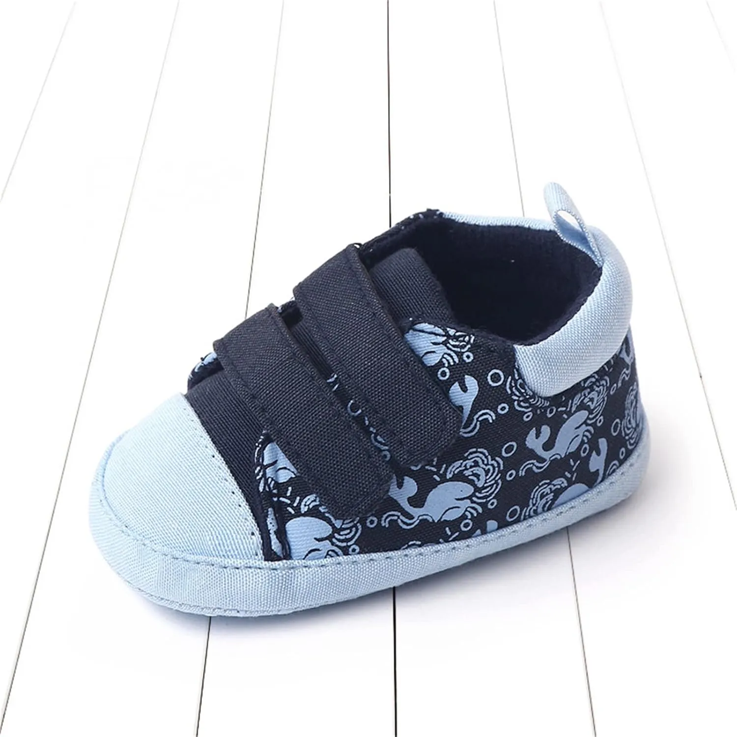 Infant Toddler Canvas Prewalker Lightweight Flat Bottom Walking Shoes Boys Girls Double Strap Sports Sneakers